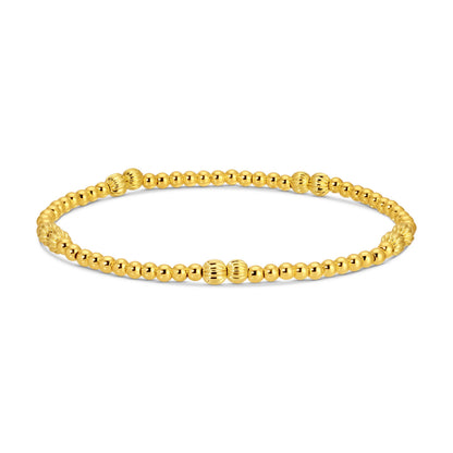 Splendid Iris - 3mm Stretch Bead Bracelets with Textured Large Bead Accents