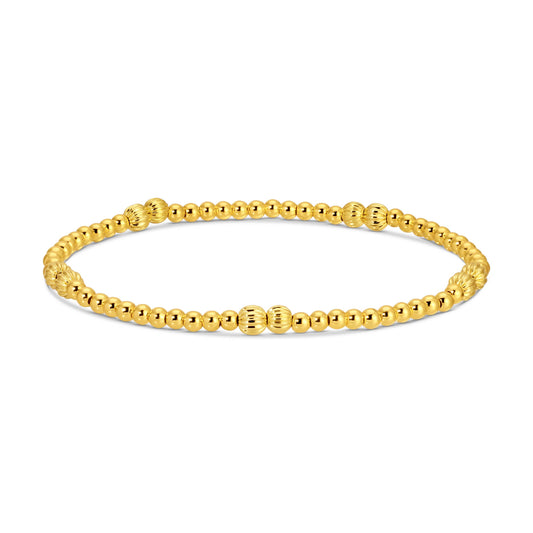 Splendid Iris - 3mm Stretch Bead Bracelets with Textured Large Bead Accents
