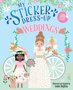 Sourcebooks My Sticker Dress-Up Weddings book cover with bride illustration and floral design