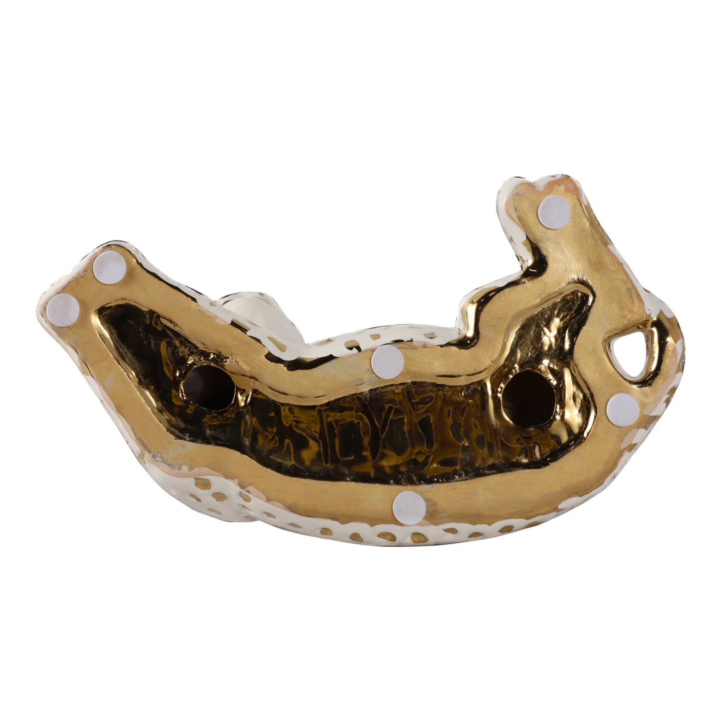 Sagebrook Home - Figurine White/Gold Ceramic Leopard Lying Down, 10 in.