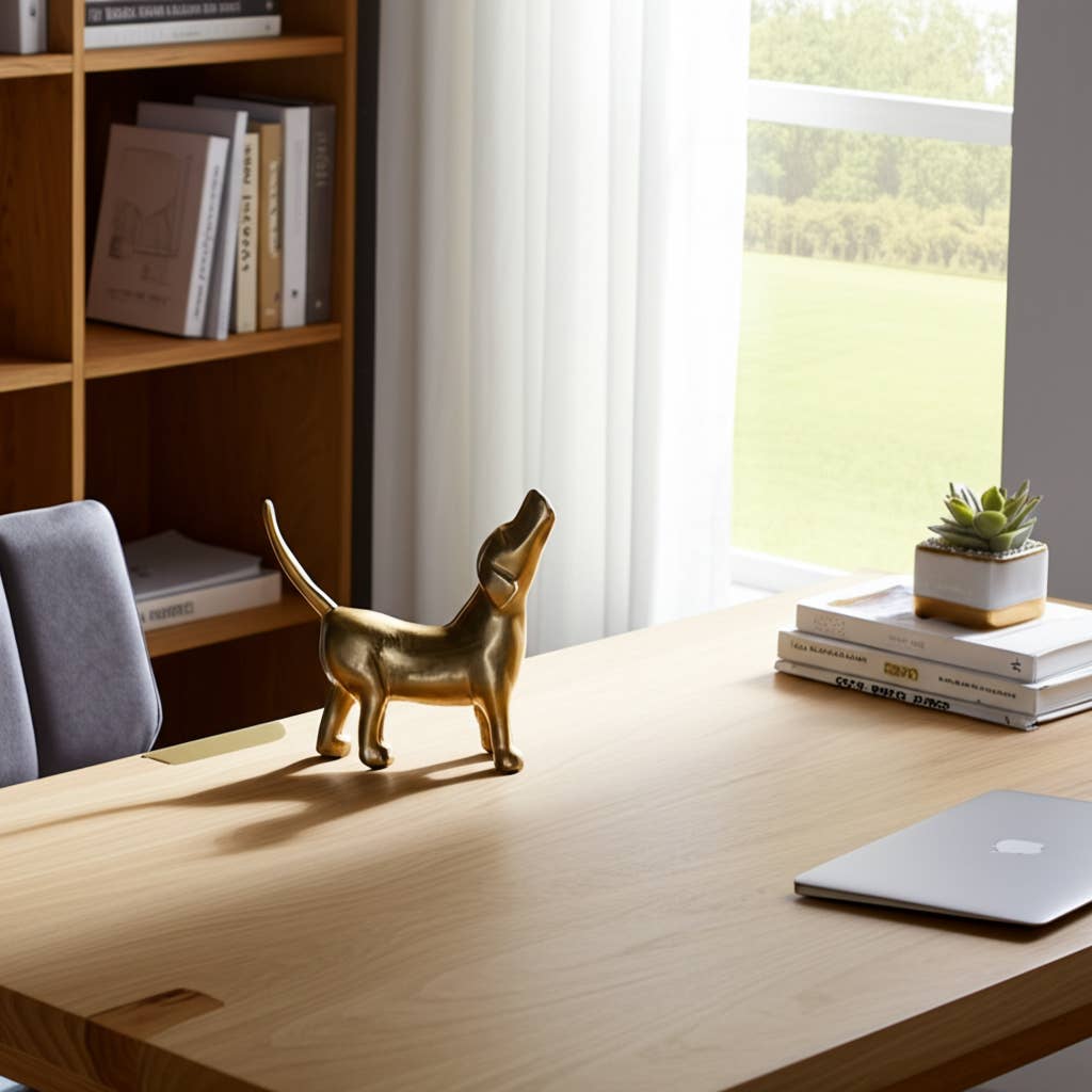 Sagebrook Home - Decorative Figurine - Gold Metal Modern Howling Dog, 7 in.
