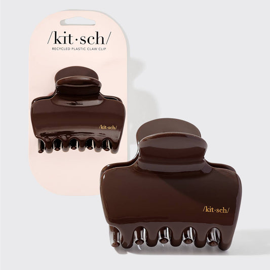KITSCH Recycled Plastic Puffy Cloud Clip in chocolate with packaging and product displayed