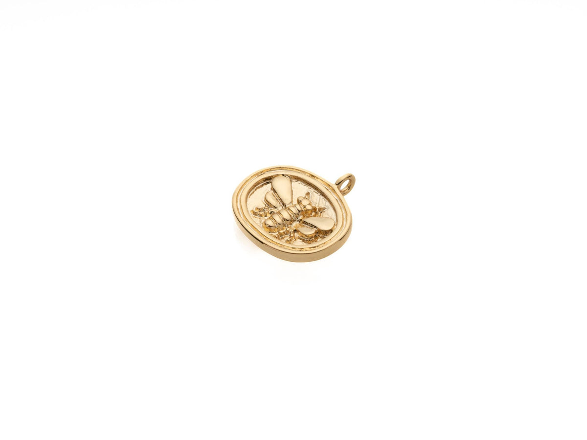 Jewel Pledge - Gold Honey Bee Wax Seal Pendant with Queen Bee Charm CPG2104