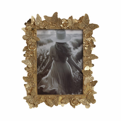 Sagebrook Home Gold Polyresin Butterfly in Bloom Frame 5x7 in.