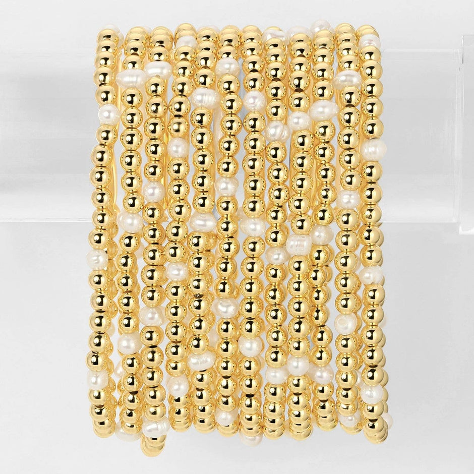 Splendid Iris - 4mm Bead & Pearl Stretch Bracelet