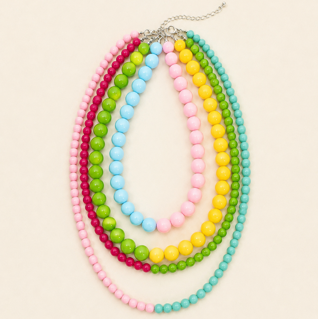 JOSSLYN by wall to wall - Multi Resin Beaded layered Necklaces