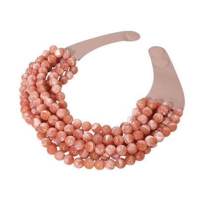 Sensibling Corp. - Multi Layered Beaded Faux Leather Magnetic Collar Necklace