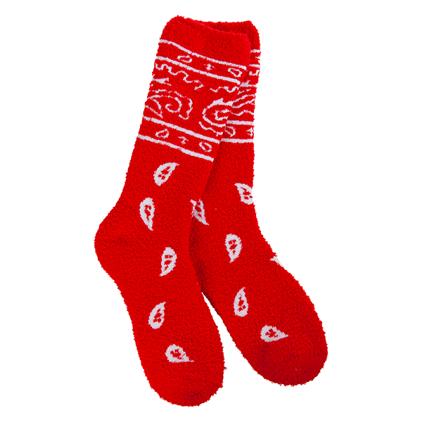 World's Softest® Socks - Cozy Crew Bandana Red