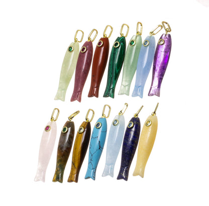 Jewel Pledge - Natural Gemstone Fish Charm For Jewelry Making, GSF029