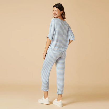 Dream Relaxed V-neck with Capri Lounge Set in Sky Blue