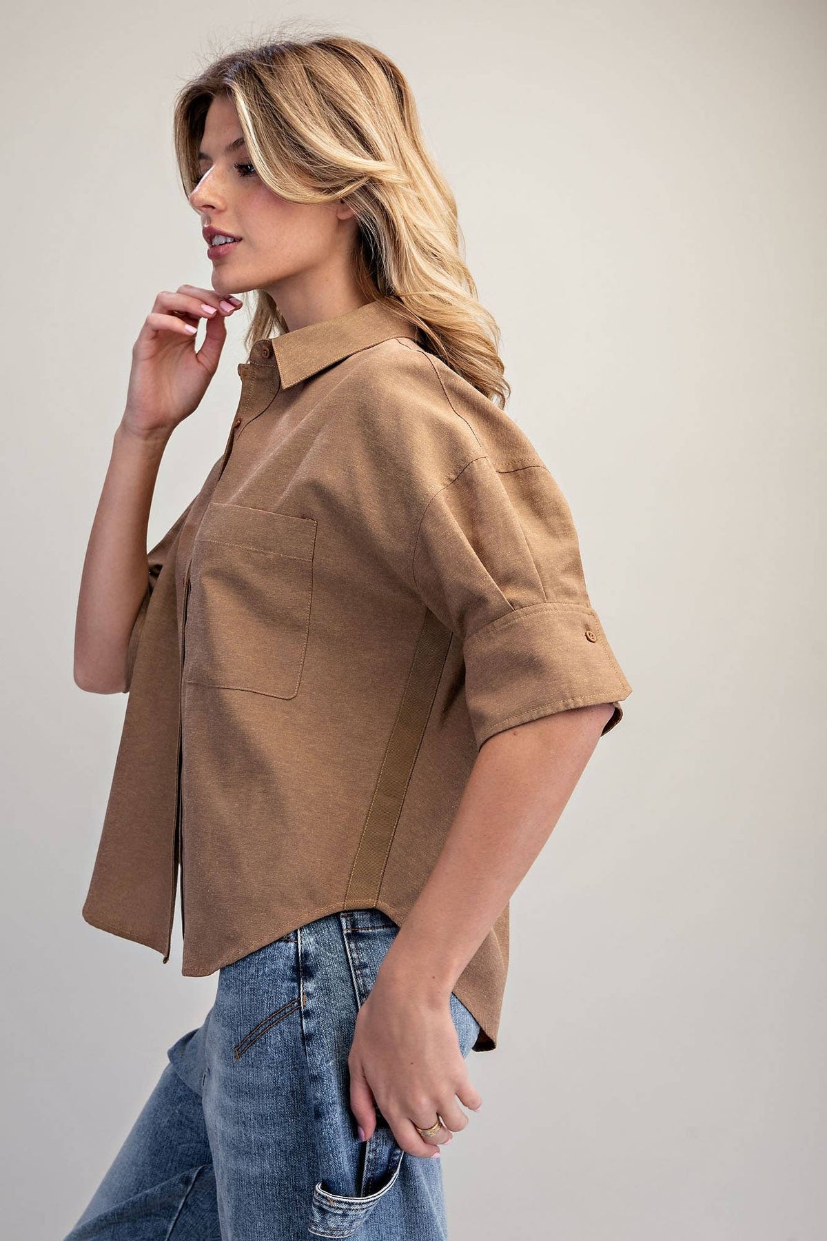 Peace Love Line - PM4822 - BUTTON DOWN SHORT SLEEVE SHIRT