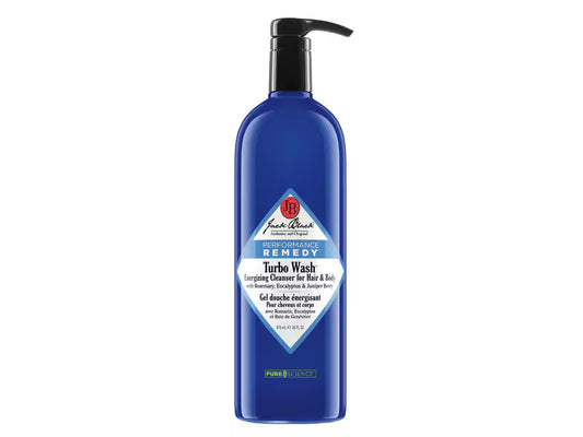 Jack Black Turbo Wash 16 oz blue pump bottle with black dispenser