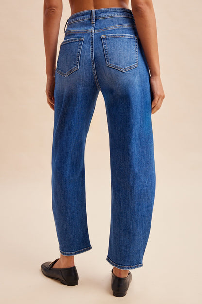 AnnieWear Stretch Denim Slim Barrel Leg Jeans with Angled Pocket