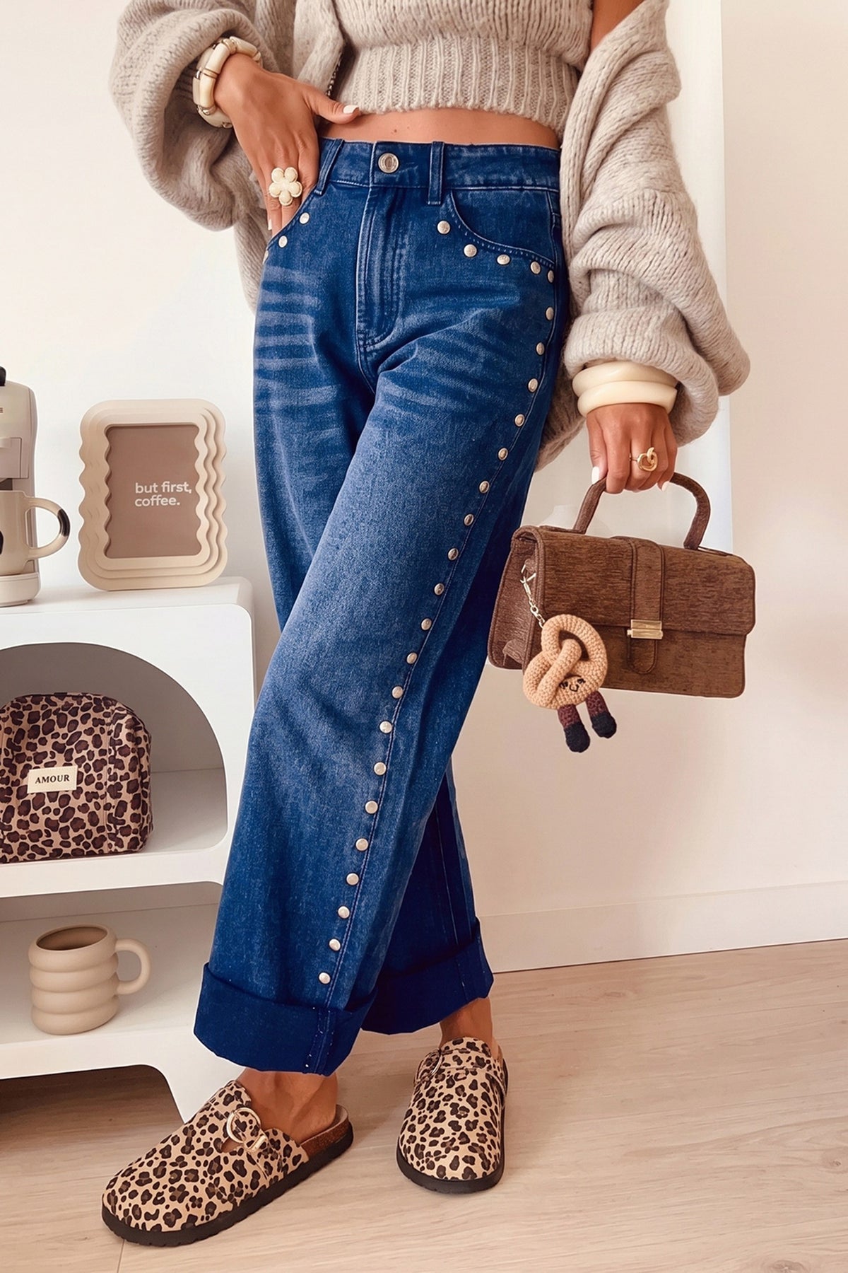 The Perfect Studded Navy Jeans