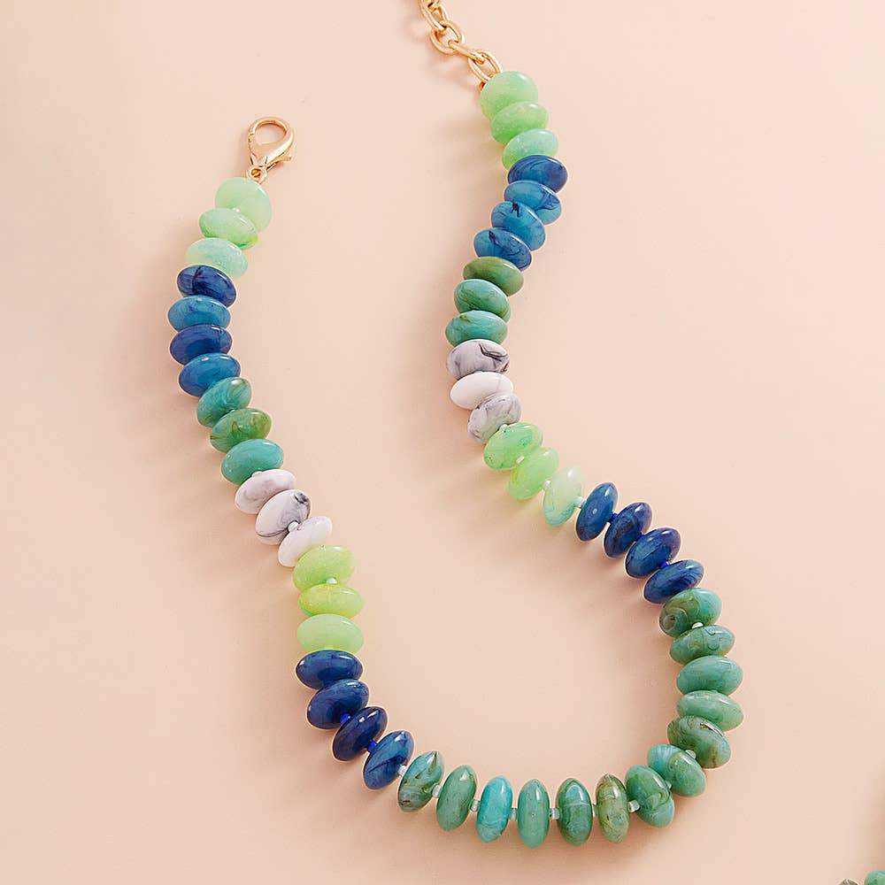 Sensibling Corp. - Ombre Resin Oval Disk Beaded Necklace