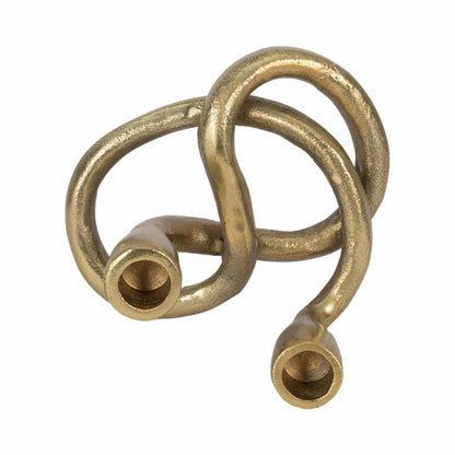 Sagebrook Home - Candle Holder - Gold Metal Knotted 2-Taper, 6 in.