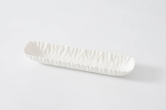 Pampa Bay white cracker tray with textured interior detail, elongated rectangular shape on neutral background