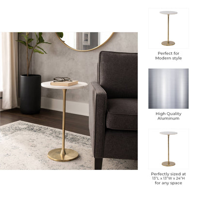 Sagebrook Home - Gold/White Marble Top End Table