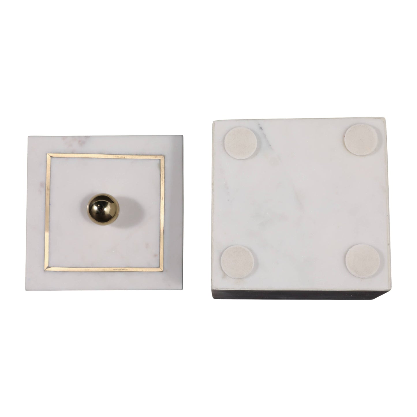 Sagebrook Home - Marble Modern Storage Box with Removable Lid - White, 5 in.