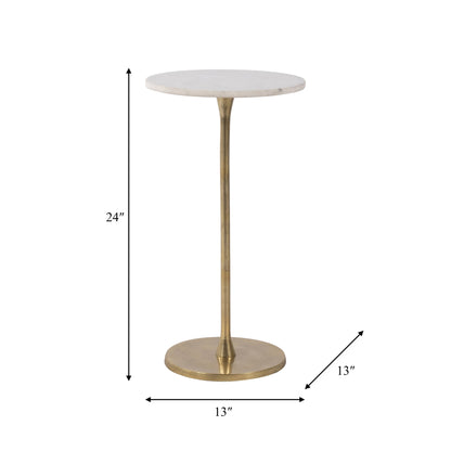 Sagebrook Home - Gold/White Marble Top End Table