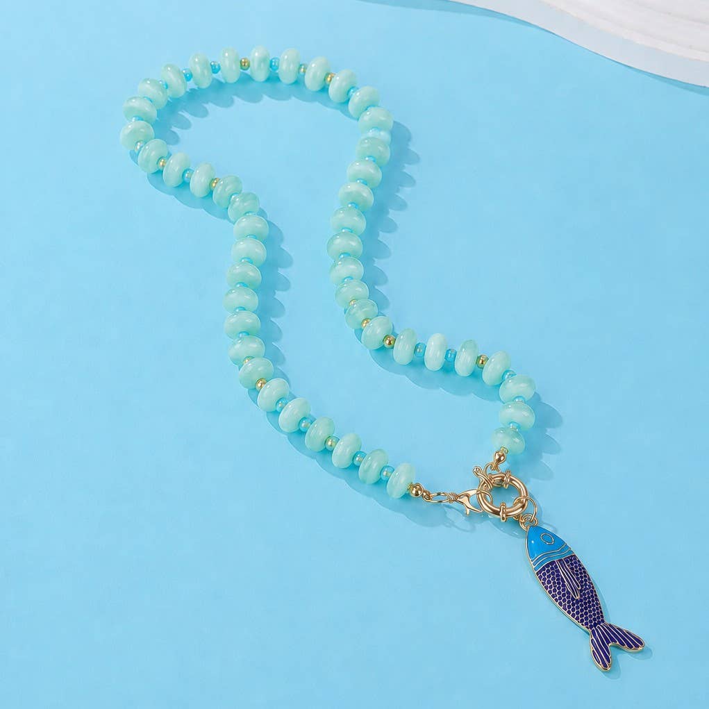 JOSSLYN by wall to wall - Stainless Steel Tarnish Free Fish Beaded Necklaces