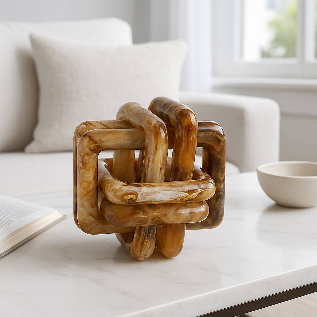 Sagebrook Home - Resin Marbled Knot Decorative Sculpture - Tan, 6 in.