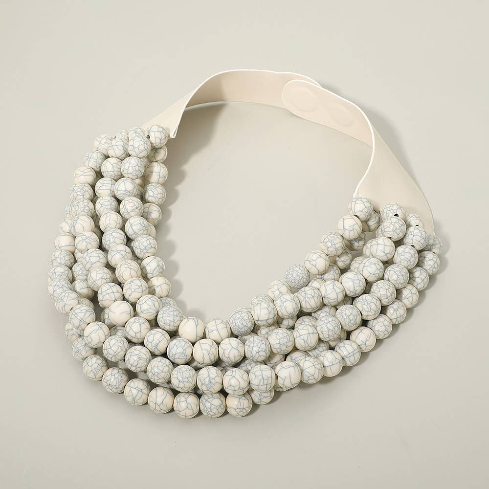 Sensibling Corp. - Multi Layered Beaded Faux Leather Magnetic Collar Necklace