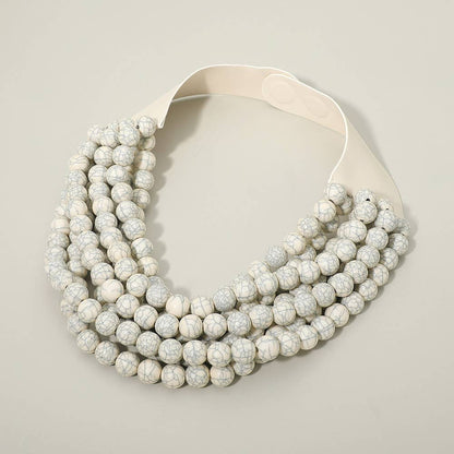 Sensibling Corp. - Multi Layered Beaded Faux Leather Magnetic Collar Necklace