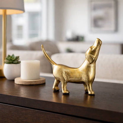 Sagebrook Home - Decorative Figurine - Gold Metal Modern Howling Dog, 7 in.