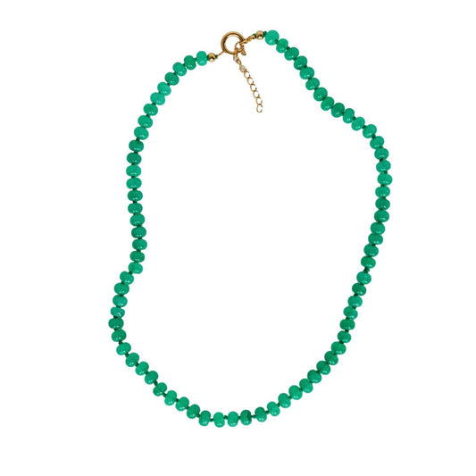 St Armands Designs of Sarasota 16.5" genuine jade necklace with green faceted beads and gold-tone clasp