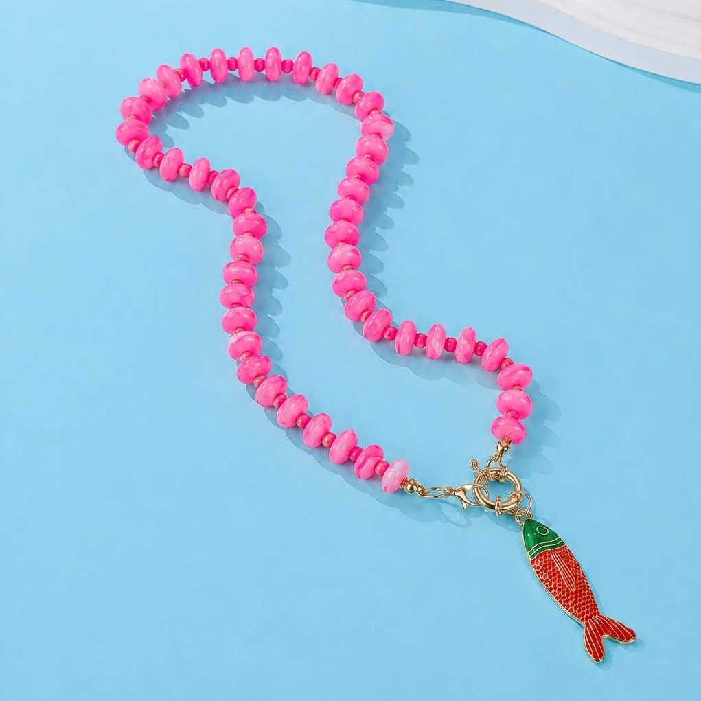 JOSSLYN by wall to wall - Stainless Steel Tarnish Free Fish Beaded Necklaces
