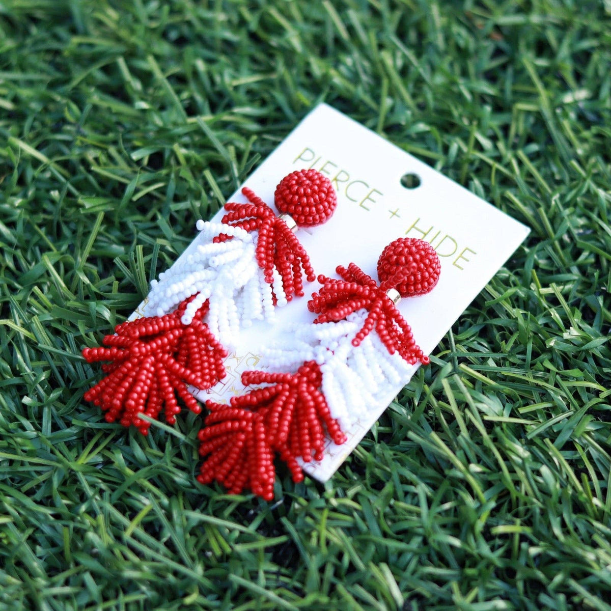 Pierce + Hide - Custom Beaded Tassel Earring| Game Day Earrings| Back to School