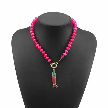 JOSSLYN by wall to wall - Stainless Steel Tarnish Free Fish Beaded Necklaces