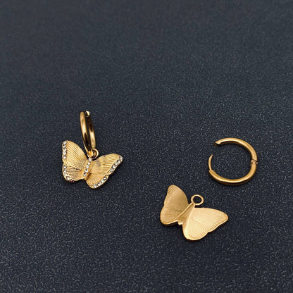 Mio Queena - Butterfly Gold Plated Huggie Earring