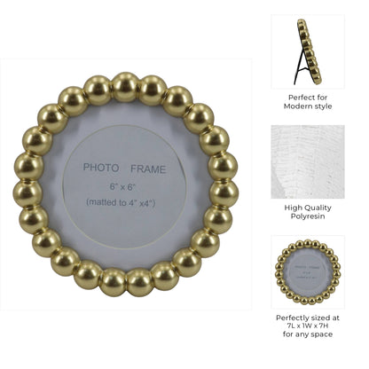 Sagebrook Home Gold Glass Elegant Matted Beaded Frame, 6x6 in.