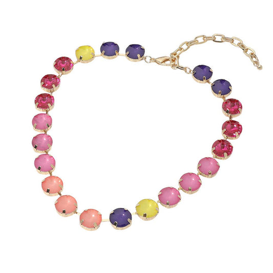 Sensibling Corp. - SECRET BOX_Multiolor Round Stone Cluster Link Evening Necklace