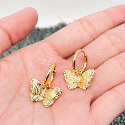 Mio Queena - Butterfly Gold Plated Huggie Earring