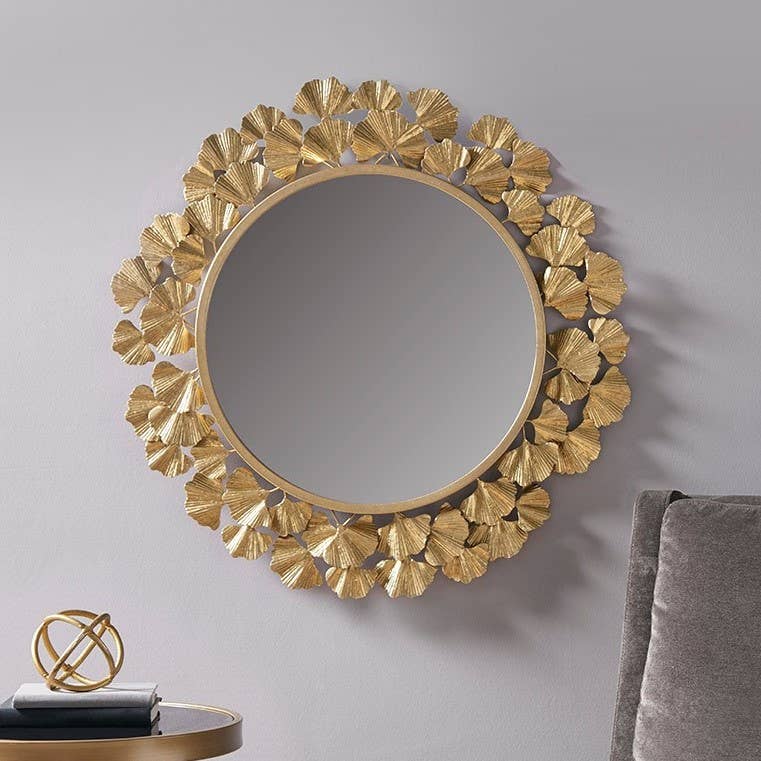 Olliix - Gold Foil Ginkgo Leaf Decor Mirror