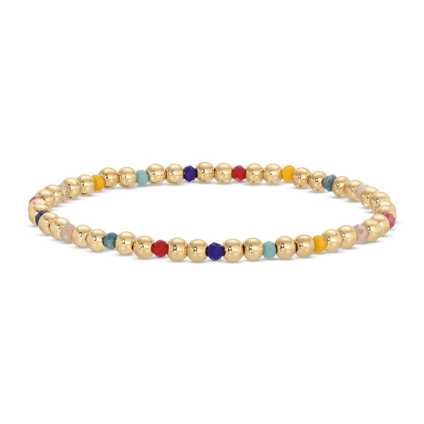 Splendid Iris - 4mm Bead & Crystal Stretch Bracelet - Assorted