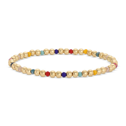 Splendid Iris - 4mm Bead & Crystal Stretch Bracelet - Assorted