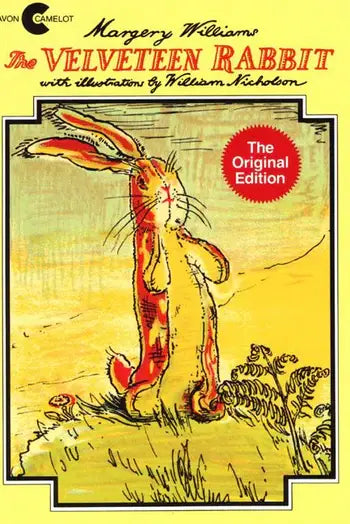 The Velveteen Rabbit by Margery Williams, HarperCollins Original Edition with yellow cover and red illustrated rabbit