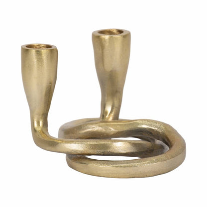 Sagebrook Home - Candle Holder - Gold Metal Knotted 2-Taper, 6 in.