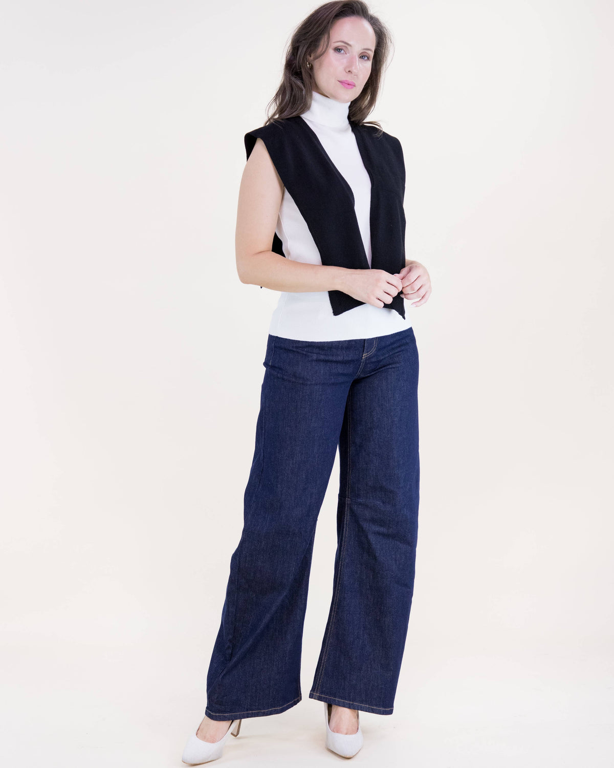 Original USA - Solid Preppy Mock Sweater Wrap