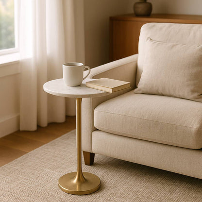 Sagebrook Home - Gold/White Marble Top End Table