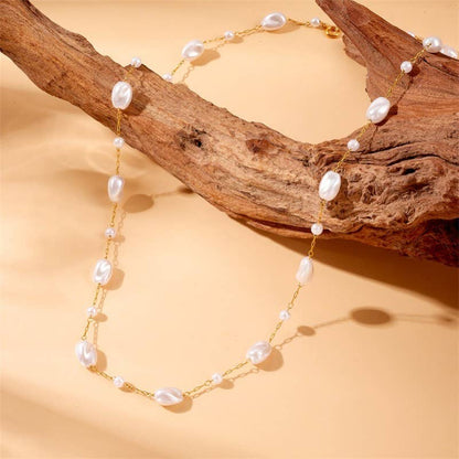 JOSSLYN by wall to wall - 18K STAINLESS STEEL TARNISH FREE PEARL NECKLACE