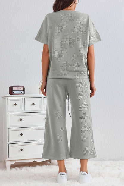 LA Society - LAS Textured Loose T Shirt and Drawstring Pants Set