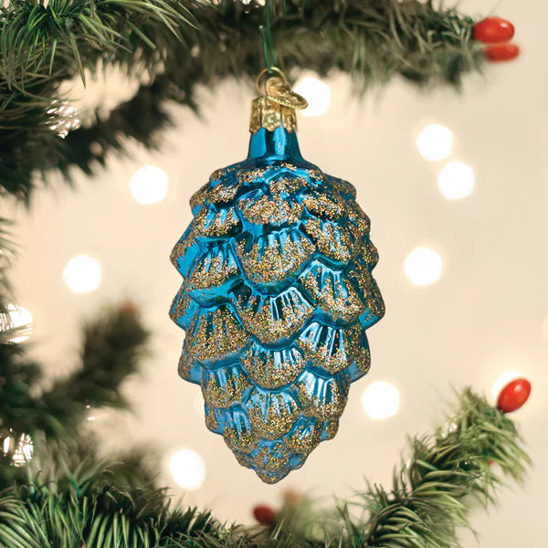 Old World Christmas Blue Ponderosa Pine Cone