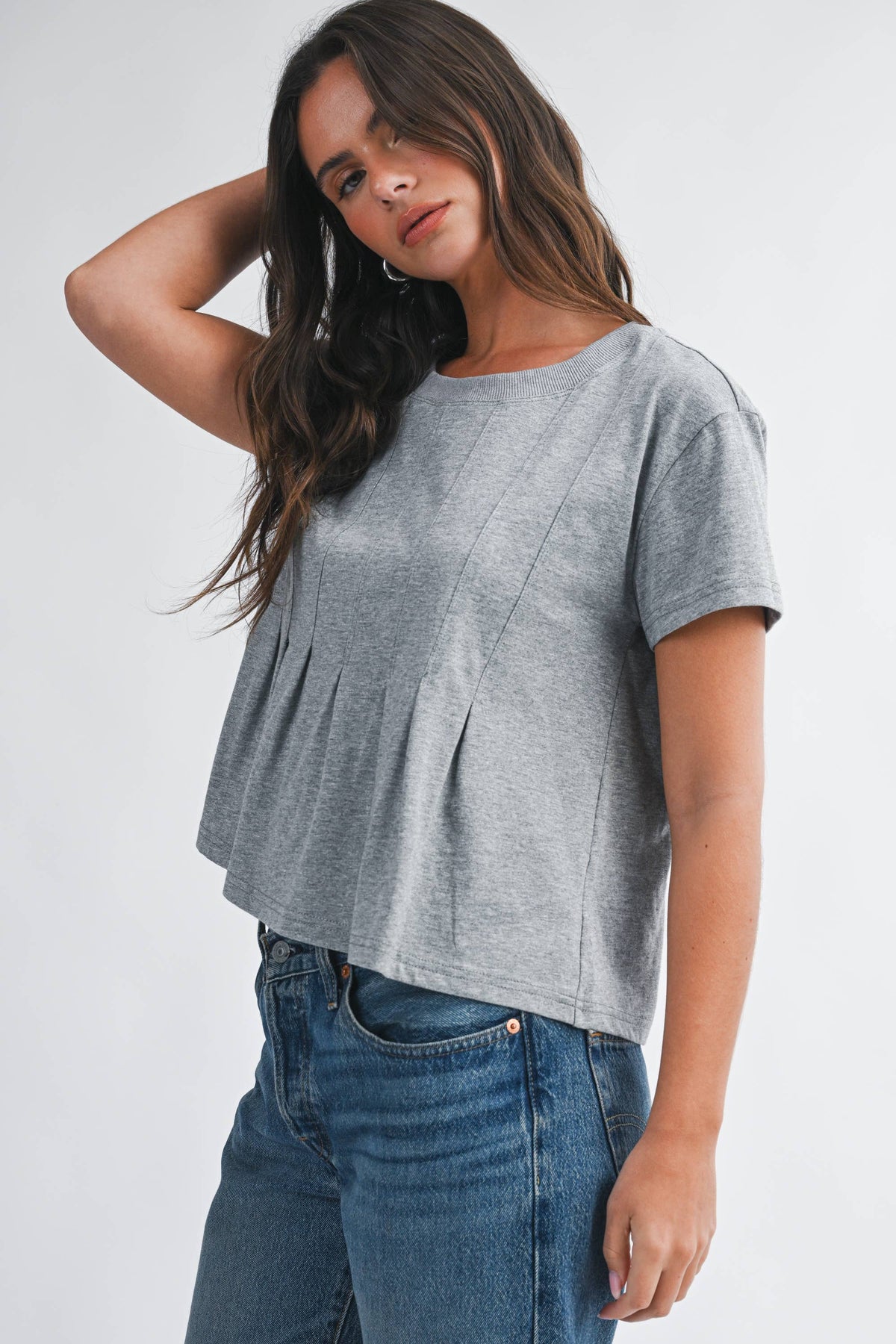 AEMI + CO - 8613HK Pleated Swing Tee Top
