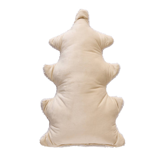Peking Handicraft Shaped Pagoda Hook Pillow back view showing cream linen with rounded edges