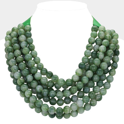 Sensibling Corp. - Chunky Acrylic Bead Layered Faux Leather Magnetic Necklace